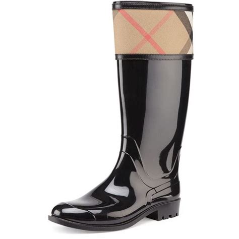 burberry check cuff rubber rain boot black|net a porter Burberry rain boots.